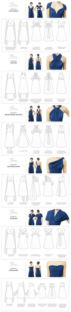 Twist Wrap Dress - How-To-Wear Instructions Make A Dress, Convertible Dress, Infinity Dress, Diy Dress, How To Sew, Mode Inspiration, Sewing Clothes