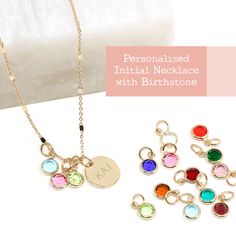 "❤️Bauble Sky Special Offer❤️ ▪️All Item 10% OFF ▪️Free Shipping Over $35 (USA domestic only) ▪️Free Shipping Over $80 (International) (USA domestic only) ▪️Free Shipping Over $80 (International) [ Personalized Initial Necklace with Birthstone ] : Dainty necklace with a crystal birthstone charm or charms. Select number of stones & initials to represent yourself or your loved ones!😘 ♥ Glass stone size :1/4\" (6mm) ♥ Metal charm size :1/2\" (13mm) ♥Chain Length 1. 16\" + 3\" (EXT) 2. 18\" + 3 Customizable Gold Charm Necklaces For Birthday, Dainty Customizable Charm Necklace For Birthday, Elegant Name Necklace With Charms For Birthday, Customizable Gold Birthstone Necklace For Mother's Day, Dainty Customizable Charm Necklace For Weddings, Mother's Day Wedding Necklaces With Charms, Adjustable Charm Necklace For Birthday, Nickel-free May Birthstone Necklace For Birthday, Wedding Necklaces With Charms For Mother's Day