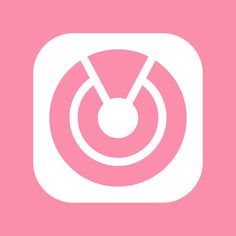 a pink and white square icon with an arrow in the center