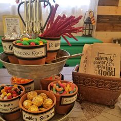 an assortment of candies and chocolates on a table