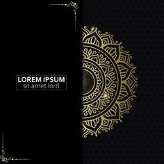 a gold and black background with an ornate design in the middle, on top of a dark