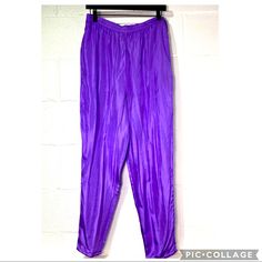 Vintage 90’s Nwt Skin Deep 100% Silk Pants Color Purple Size Small Measures Approx Waist Flat 16” Rise 14” Inseam 28.5” No Flaws Vintage Loungewear Pants For Spring, Vintage Spring Loungewear Pants, Spring Vintage Loungewear Pants, Casual Purple Bottoms For Daywear, Retro Loungewear Pants With Elastic Waistband, Fitted Purple Bottoms For Daywear, Cream Cargo Pants, Faux Leather Jeans, Maroon Pants