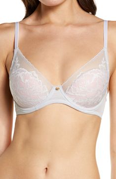 Plenty of sheerness and smooth lace make this lightweight plunge bra flirty and fun to wear. Style Name:Natori Flora Underwire Bra. Style Number: 5328537. Bra Style, Plunge Bra, Lace Making, Underwire Bra, Bra Lingerie, Nordstrom, Lingerie, Bra, Lace