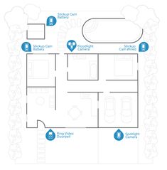 the floor plan for an apartment with several rooms and parking spaces, including two car garages