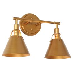 Modernity blends with retro-chic in this Vintage Brushed Gold Bell Shaped Vanity Light. The minimal design features a warm rose gold finish, lending the ambiance a vintage quality. It will blend well in any modern, vintage or traditional design. Gold Light Fixtures, Mid Century Renovation, Modern Farm House, Gold Bath, Garage Man Cave, Contemporary Vanity