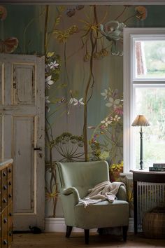 Vintage Flowers Wallpaper Mural Art Decor For Home Mural Style Wallpaper, Wallpaper Murals Bedroom Flower, Flower Wallpaper Bedroom Vintage Floral, Vintage Wall Murals, Victorian Floral Wallpaper Bedroom, Home Ideas Kitchen, Victorian Wall Mural Forest, Wallpaper Birds Vintage Mural, Home Drawing