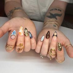 No Crumbs Left, Brown Nail Design, Nail Palette, Airbrush Nail, Mix Match Nails, Uñas Ideas, Multicolored Nails, Brown Nails Design, Airbrush Nails