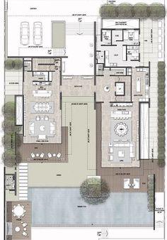 the floor plan for this modern house is very large and has lots of space to put in