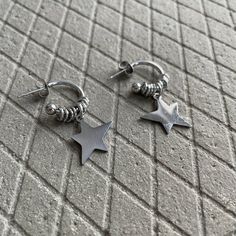 Cheap Star-shaped Hoop Earrings For Everyday, Cheap Star-shaped Nickel-free Hoop Earrings, Bts Earrings, Kpop Earrings, Star Hoop Earrings, Spike Hoop Earrings, Bullet Earrings, Silver Star Earrings, Titanium Jewelry