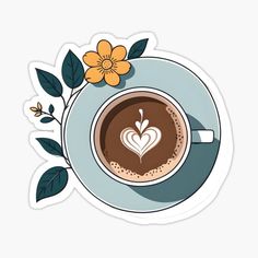 a cup of coffee with a heart on it sticker