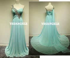 One Shoulder Beading Evening Dresses,Mint Blue Bridesmaid Dresses,Backless Wedding Dress Champagne, Blue Party Dress, Formal Dresses Gowns, Bridesmaid Dresses Prom, Backless Prom Dresses, Long Prom Dresses