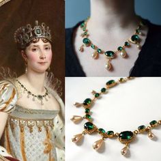 Empress Josephine Emerald Necklace, 19th Century Jewelry, Historical Jewelry, Reproduction Necklace, Empress Josephine, Georgian Jewelry, Historical Jewellery, Medieval Jewelry, Royal Jewels, Emerald Necklace, Royal Jewelry, Crown Jewels, Emerald Earrings