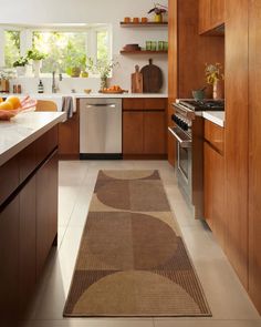 Harlow Copper & Brown Rug | Ruggable Kitchen Runner Rug Ideas, Ruggable Runner, Small Throw Rugs, Ruggable Rugs, Background Water, Warm Browns, Kitchen Runner Rug, Copper Brown, Rug Colors