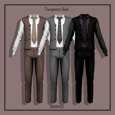 three different types of men's suits and ties