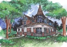 this is an artist's rendering of the victorian style house in which it sits