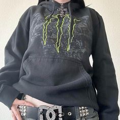 y2k grunge cyber monster hoodie Cropped Zip Up Hoodie Outfit, Emo Hoodie, Black Cat Aesthetic, Monster Hoodie, Trashy Outfits, Cropped Zip Up Hoodie, Style Bundle, Hoodie Y2k