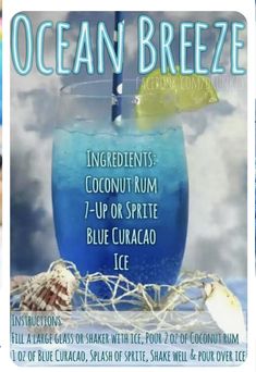 the ocean breeze cocktail recipe is shown here