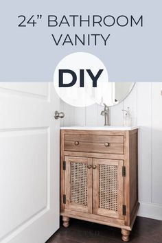 a bathroom vanity with text overlay that reads, 24 bathroom vanity diy