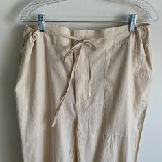 Xxl (20/22) Beige Women's Summer Palazzo Pants Draw String Wide Leg Loose Fit Light Weight Super Soft Fabric 70% Cotton 30% Flax Nwot Item # 228 Beige Pants With Pockets For Daywear, Pants Drawing, Palazzo Pants, Summer Women, Soft Fabrics, Pant Jumpsuit, Loose Fitting, Pants For Women, Pants