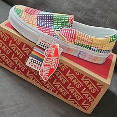 New W/Box Colorful Platform Vans, Custom Vans With Name, Bad Bunny Vans, Boutique Vans, Van Color, Vans White, Womens Vans, Vans Shoes, Van