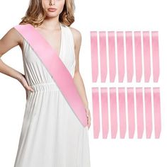 16 Pcs Sash Blank Satin White Sash Party Decorations, Bride To Be Sash, Plain Sash, Sashes for Birthday, Homecoming, Graduation, Beauty Pageants, Hen Party, Wedding, Custom Sash, Make Your Own Sash Description and features [🎀16 PCS Blank Sash for DIY] 16 PCS Pink sash blank sashes in plenty of quantity for your festival, party needs. You can write, draw, or print your favorite words, patterns or slogans on the satin sash bulk belt to make your own sash. With diy design, you can have a unique custom sash. This senior sash is perfect for party decorations, party favors, party supplies. Plain sash is suitable for birthday, homecoming, graduation, beauty pageants, wedding, hen party and other party occasions. [👸Wide range of usages] These satin sash can be used as birthday sash, 21st birthda Senior Sash, White Sash, Pink Sash, Custom Sash, Birthday Sash, Bride To Be Sash, Party Names, Satin Sash, Decorations Party