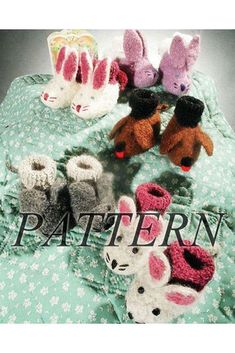 Animal Friends Felt Booties *Pattern*-Patterns-Fiber Trends-Alpaca Direct Felt Booties, Alpaca Gifts, Alpaca Socks, Baby Sheep, Alpaca Yarn, Knitting Supplies, Crochet Yarn, Hat Pattern, Animals Friends