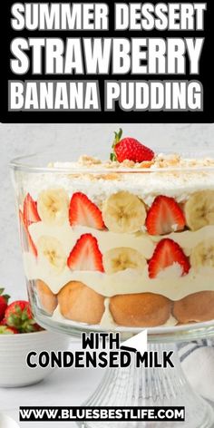 a dessert with bananas and strawberries in it