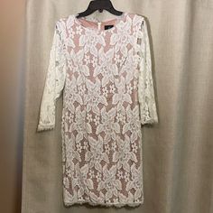 Adrianna Papell Ivory/Nude Lace Dress Comfortable Stretch Nwt At Knee Level Size 8 Nude Lace Dress, Dress Comfortable, Adrianna Papell Dresses, Size 8 Dress, Adrianna Papell, Cream White, Lace Dress, Colorful Dresses, Womens Dresses