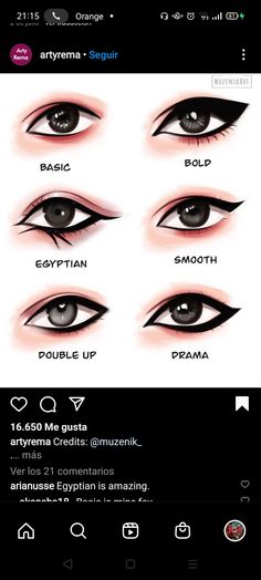 the different types of eyeliners on an iphone