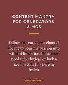 a red background with the words content mantra for generators and mcs