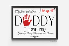 a framed poster with the words dobby i love you written in black and red