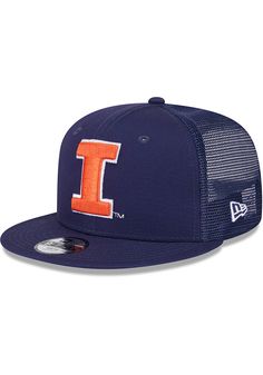 Give your little Fighting Illini fan a way to express their own style with this Illinois Fighting Illini Navy Blue Youth Snapback Hat. This Snapback Hat features a front embroidered team logo. New Era Trucker 9FIFTY, Front embroidered team logo, Matching crown and visor, Back trucker mesh, Snap closure, Curved Bill, High Crown, Structured, Imported Fun Blue Snapback Hat With Flat Brim, Blue Casual Snapback Hat For Fan Gear, Blue Casual Snapback Hat For Sports Fans, Blue Casual Snapback Hat For Fans, Casual Blue Hat For Fan Gear, Casual Blue Fan Gear Hat, Adjustable Blue Baseball Cap For College, Blue Casual Snapback Hat For Game Day, Blue Snapback Hat For Summer Sports