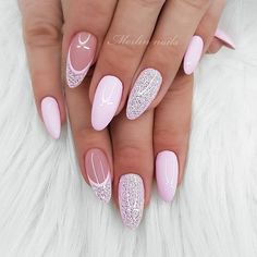 Almond Nail Art, Valentine Nails, Her Nails, Pretty Nail Art Designs, White Nail, Nail Designs Glitter, Classy Nails, Nail Arts, Nail Shapes