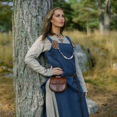 Viking Apron Dress, Blue– Grimfrost Viking Outfits, Viking Apron, Viking Apron Dress, Viking Aesthetic, Type Of Dress, Costume Viking, Ideal Aesthetic, Viking Garb, Aged Clothing