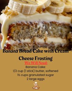 a banana bread cake with cream cheese frosting