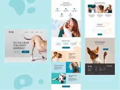 the website design is designed to look like it has dogs in different colors and sizes