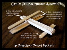 an image of craft stick airplane assembly instructions