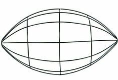 a drawing of a football ball with lines drawn on it's face and the bottom half