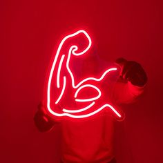 Muscle Neon Wall Art - Red Neon Widgets, Intro Design, Led Light Wall, Geode Decor, Neon Moon, Home Gym Decor