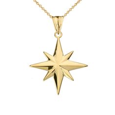 Solid 14k In Yellow Gold North Star Pendant Necklace Item No.: 654 Metal Type: 14k Solid Yellow Gold (Also Available In 10k Solid Gold) Metal Color: Yellow Gold. (Also Available In White Gold And Rose Gold) Pendant W/Chain Weight: 1.99 - 2.2 Grams (Vary From Length Chain) Height W/Bail: 1.04" In. Width: 0.77 In. Depth: 0.06" In. Chain Available In 16", 18", 20" (Also Have In 22") Brand New In A Jewelry Box North Star Pendant, Gold Star Necklace, North Star Necklace, Women Pendant, Star Pendant Necklace, Rose Gold Pendant, Star Gift, Star Jewelry, Special Jewelry