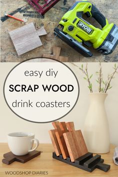 diy scrap wood coasters with text overlay