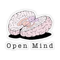 an open mind sticker on a white background