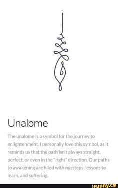 the symbol for an unalome is shown in black and white, on a white background