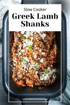 slow cooker greek lamb shanks with text overlay