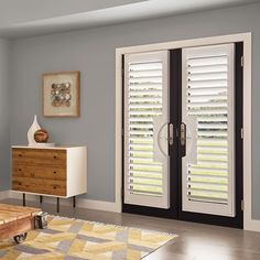 Levolor French Door Shutters | American Blinds Wall Hangings Diy, French Door Shutters, Automated Blinds, Traditional Shutters, Blinds For French Doors, Door Shutters, American Blinds, Door Treatments, French Door Curtains