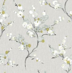 a wallpaper with white and yellow flowers on it