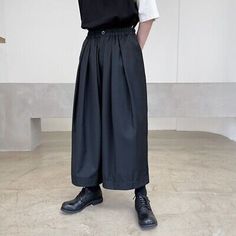 Japanese Men's wide leg pants loose Streetwear High Waist Cargo trousers  | eBay Japanese Pants Pattern, Baggy Wide Leg Pants For Streetwear, Wide Leg Leather Pants For Streetwear, Hakama Pants Outfit, Japanese Style Pants, Japanese Trousers, Japanese Streetwear Fashion, Mens Wide Leg Pants, Loose Streetwear