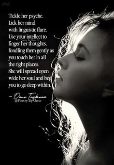 a woman with her eyes closed in front of a black and white photo, with the quote