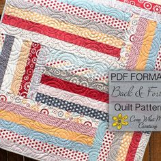 a quilted table topper with the words, freeformat back & forth quilt pattern