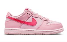 Pink Leather Sneakers For Streetwear, Pink Leather Nike Sneakers, Nike Dunk Low Triple Pink, Pink Jordans, Preppy Shoes, All Nike Shoes, Cute Nike Shoes, Fresh Shoes, Pink Nike